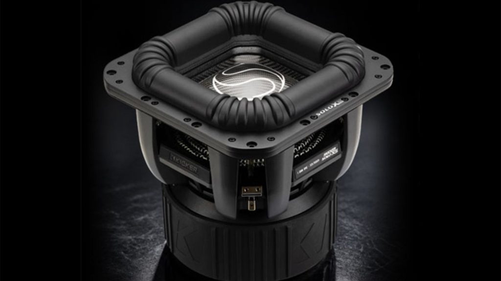 Kicker SoloXS L7XS square car subwoofer with its tall surround